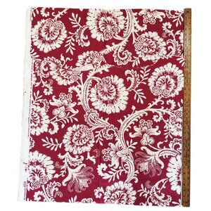 VTG Upholstery Fabric Waverly Classica Chesapeake White Paisley on Dark Red